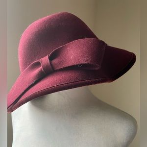 Women’s Vintage Cranberry Colored Fedora Hat by Toucan Collection